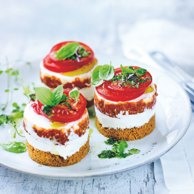 Mini Cheesecakes with Tomato & Basil
